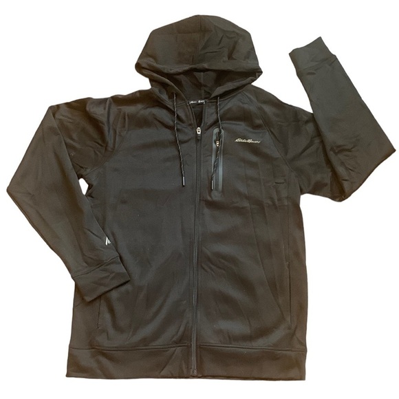 Eddie Bauer Black FreeDry Motion Full Zip Performance Lined Hoodie Jacket Size M - Picture 1 of 7
